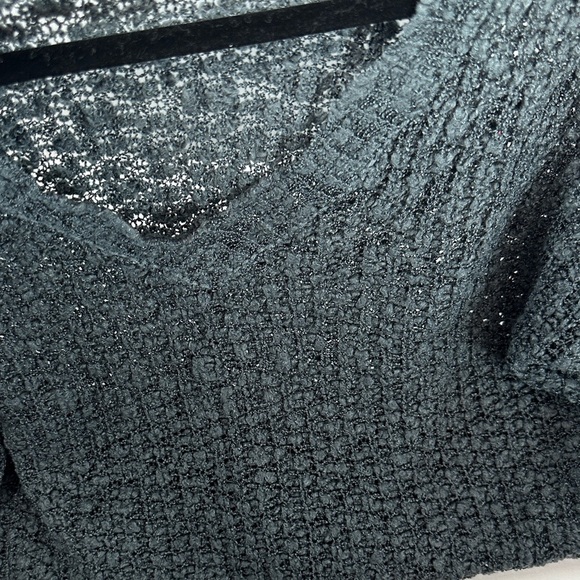 V ery j Women's Grayish Blue V-Neck Frayed Hem Sweater - Picture 5 of 7